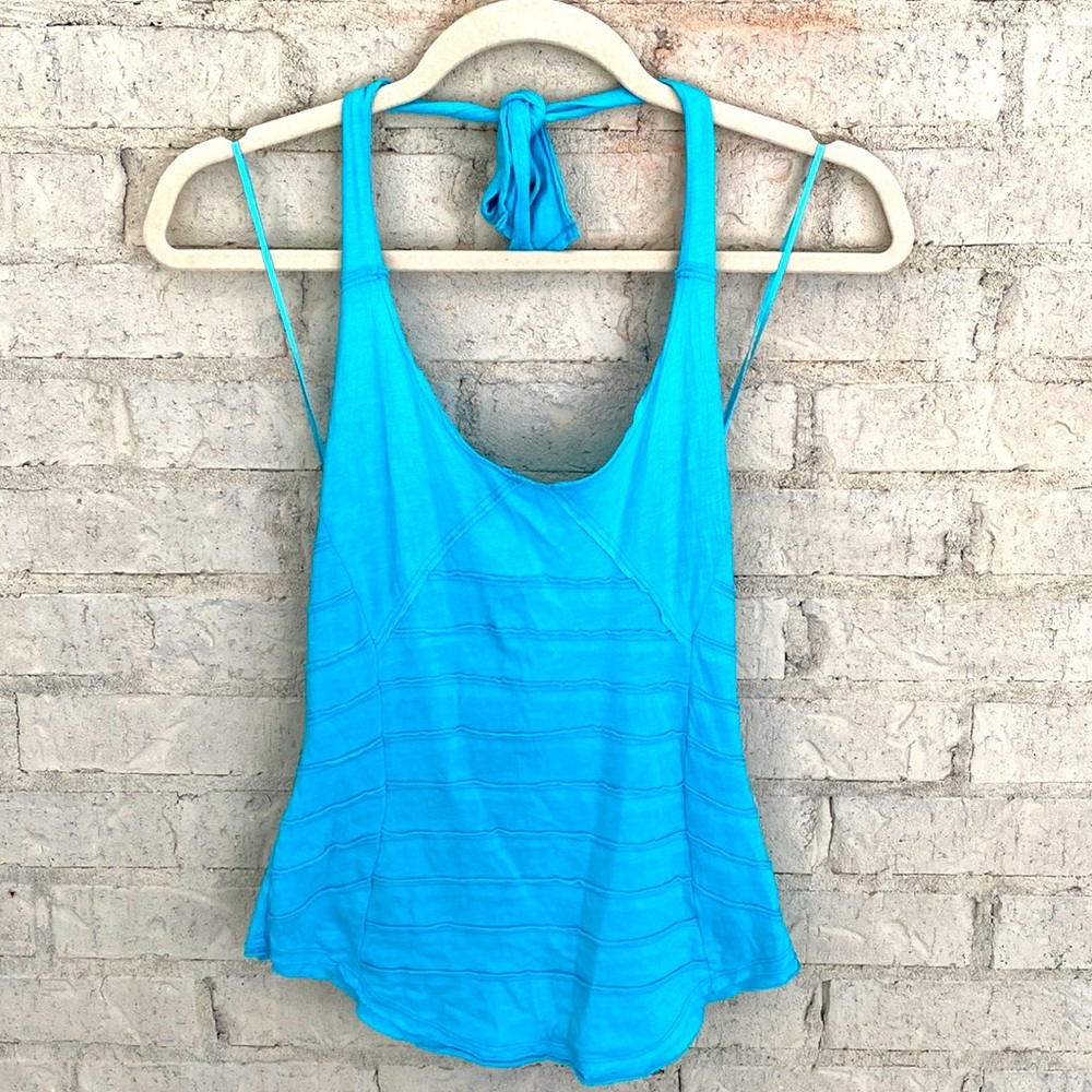 Free People Y2K Teal Halter Top. Size Small